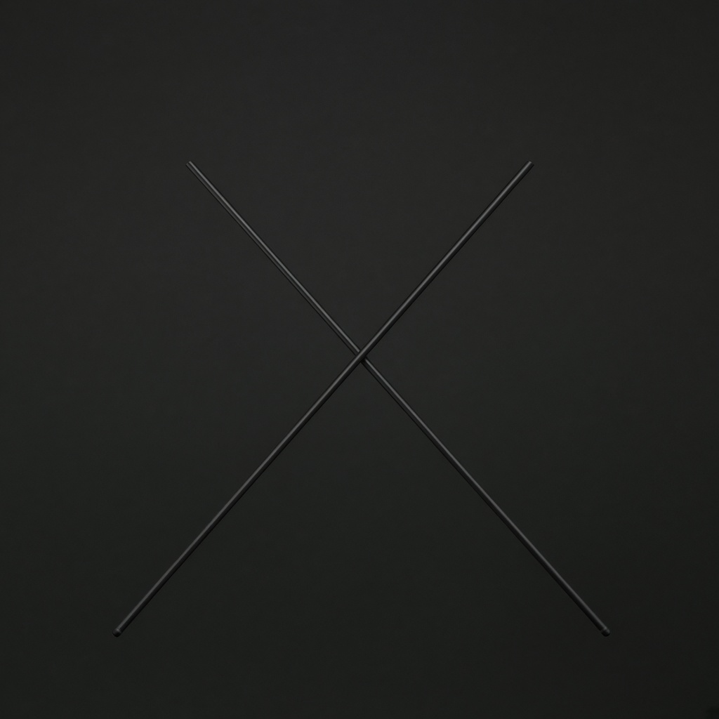 Sample alignment rods crossed on a dark ground